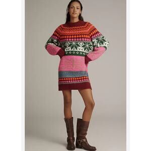 Essentiel Antwerp Long-Sleeve Jacquard Sweater Mini Dress L Dopamine Dressing